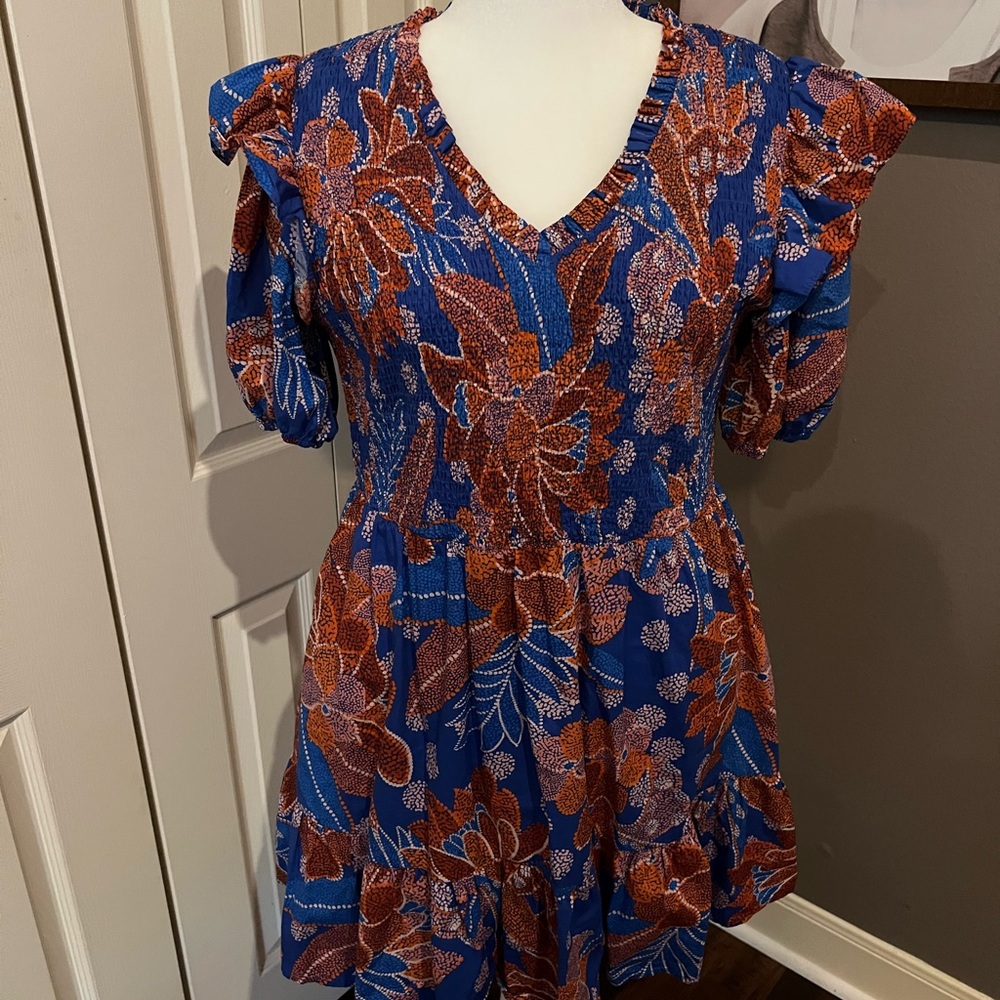 Sugarlips Blue and Orange Floral Mini Dress